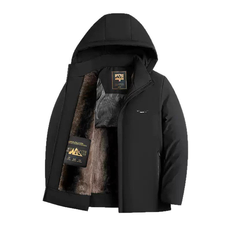 Padded men's winter jacket with removable collar