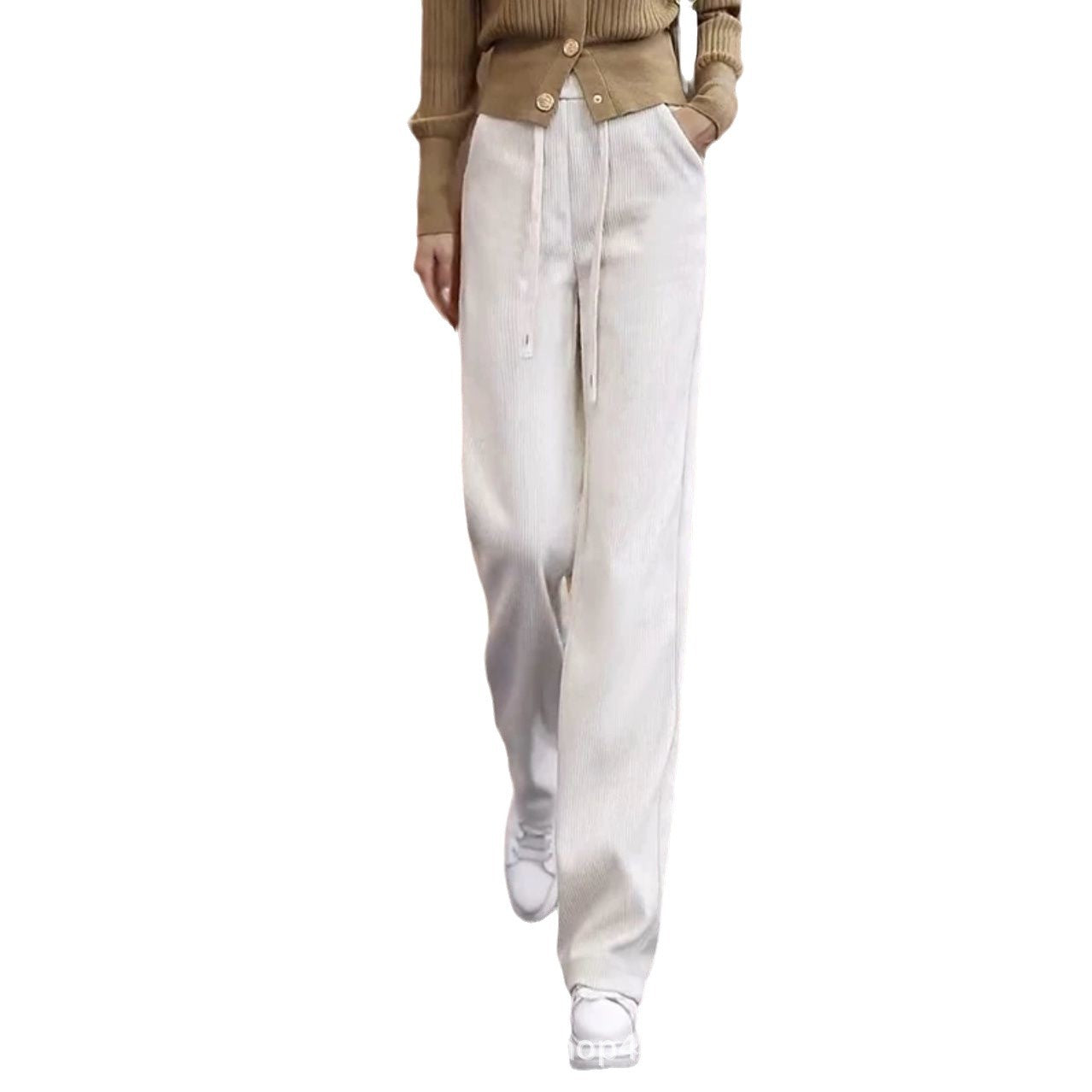 Padded cord wide trousers for women, plus sizes