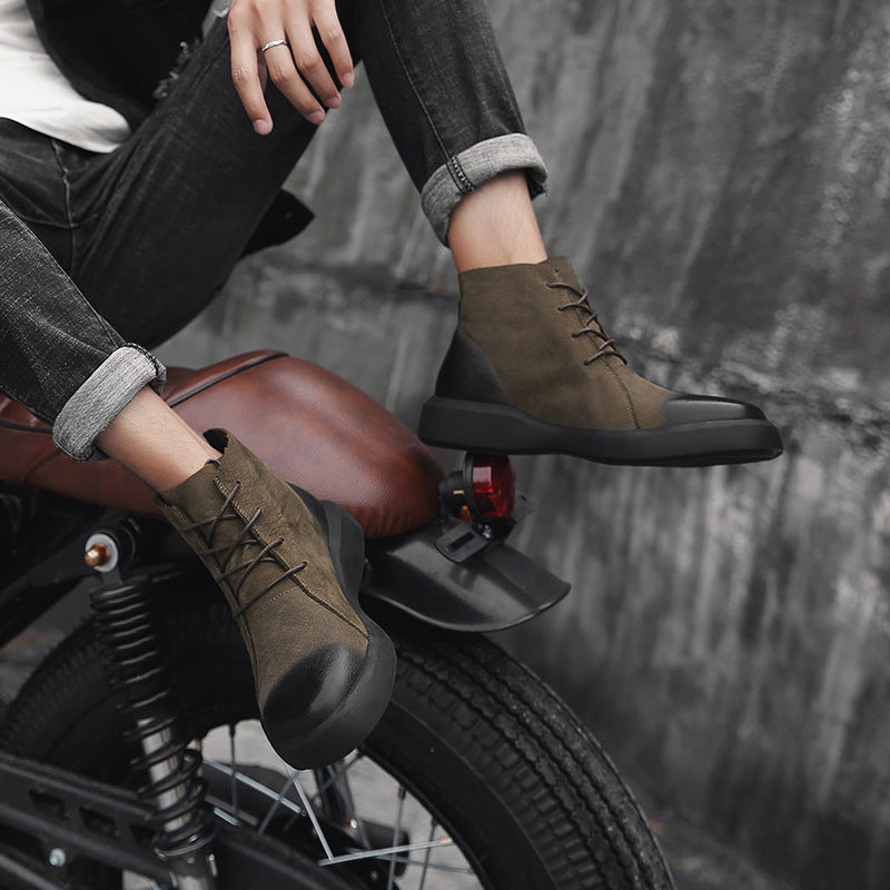 Men's leather ankle boots, sturdy