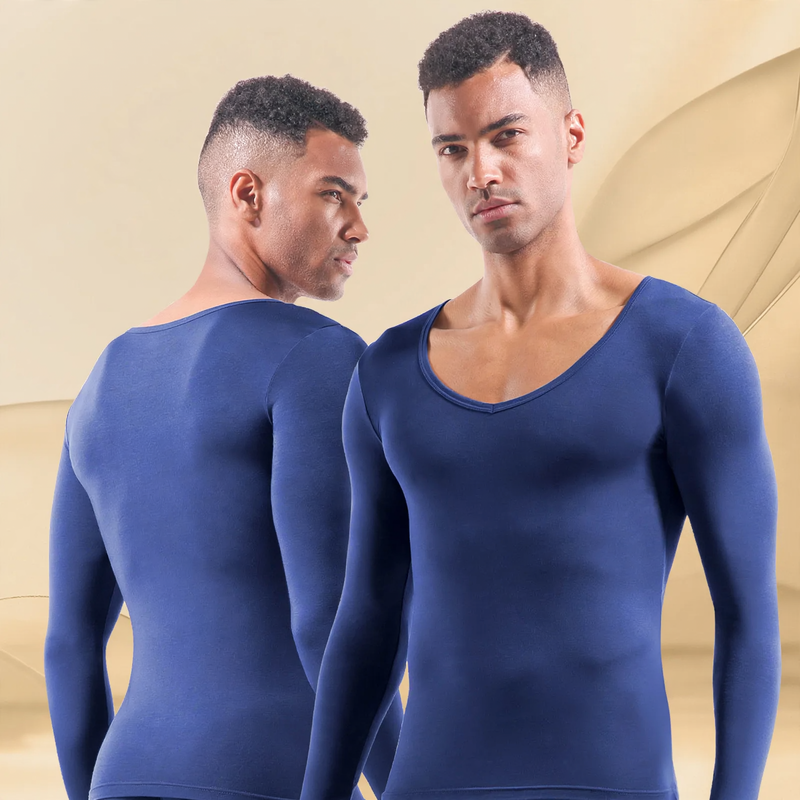 Men's thermal undershirt, V-neck, long-sleeved