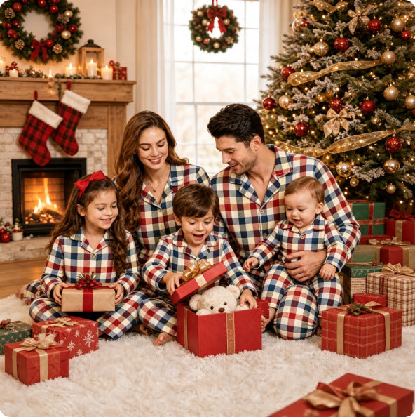 Family Pajama Set in Check Pattern