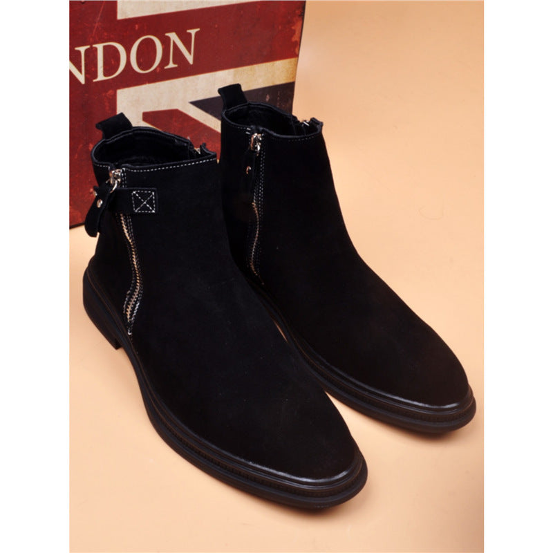 Men's leather boots, lined, in British style