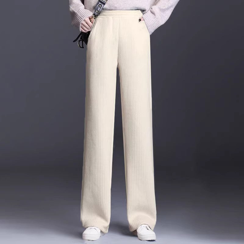 Fleece-lined corduroy pants for women