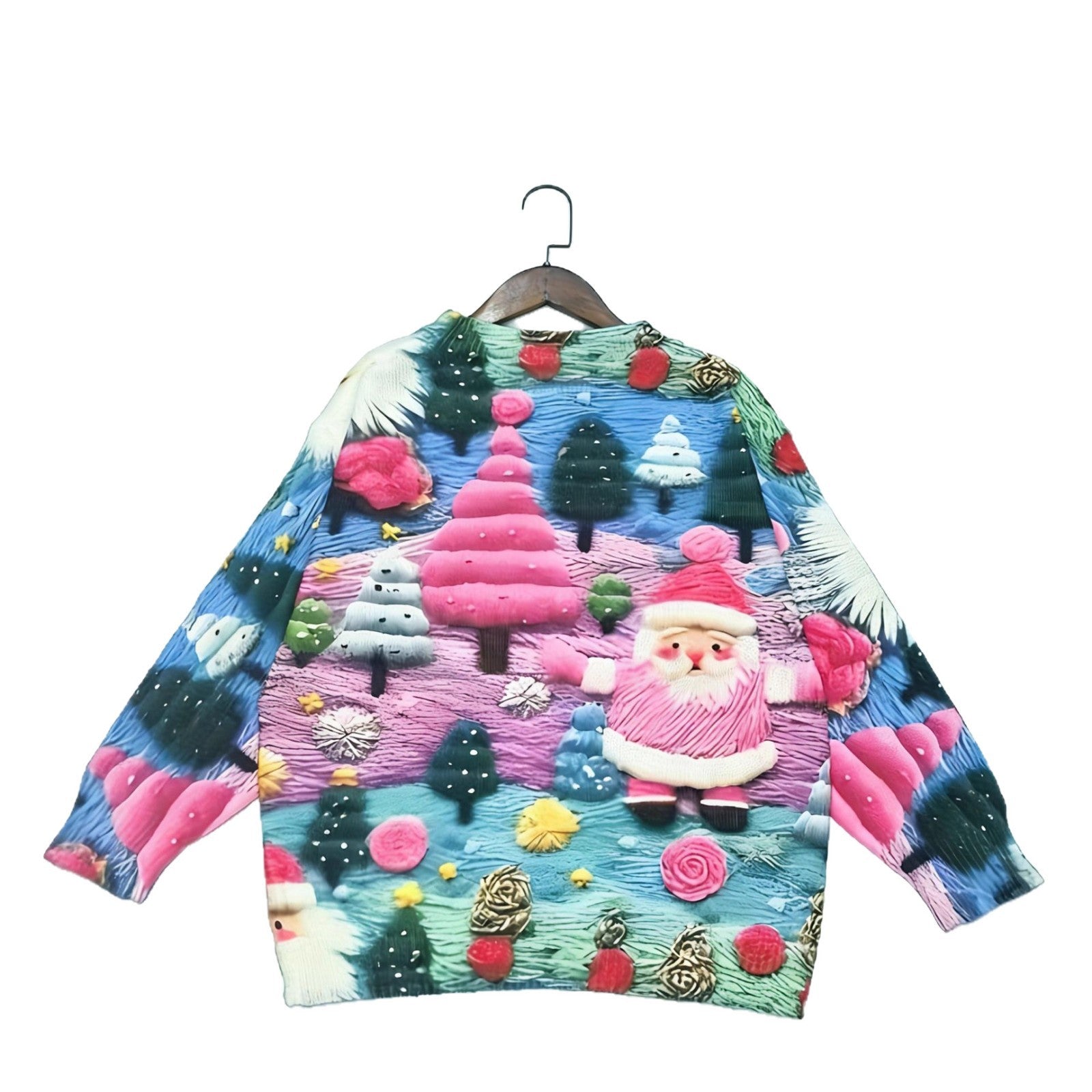 Women's Christmas sweater with 3D Santa Claus print