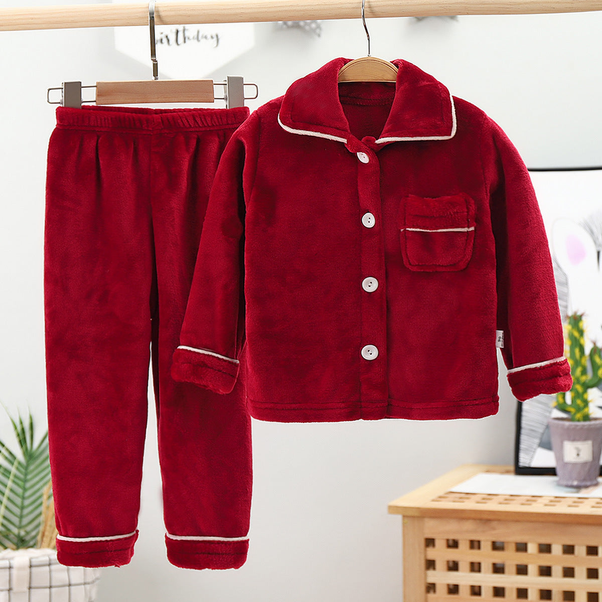 Children's flannel pajamas, warm and thick