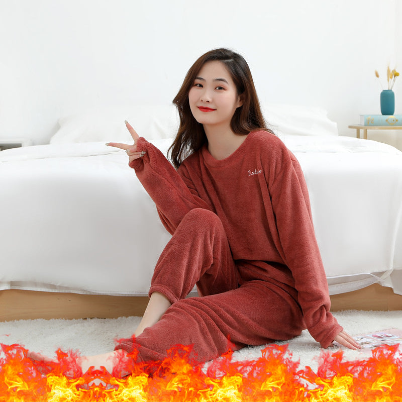 Pair-Pajama-Set, Coral fleece, warm and fashionable