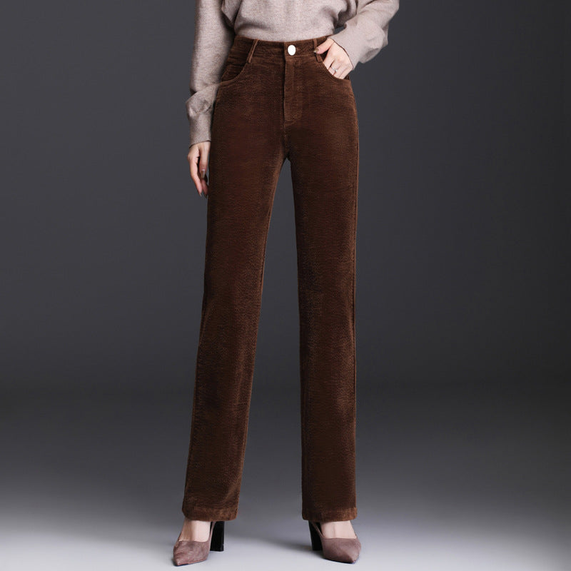 Kord-casual-pants, straight-cut, for women