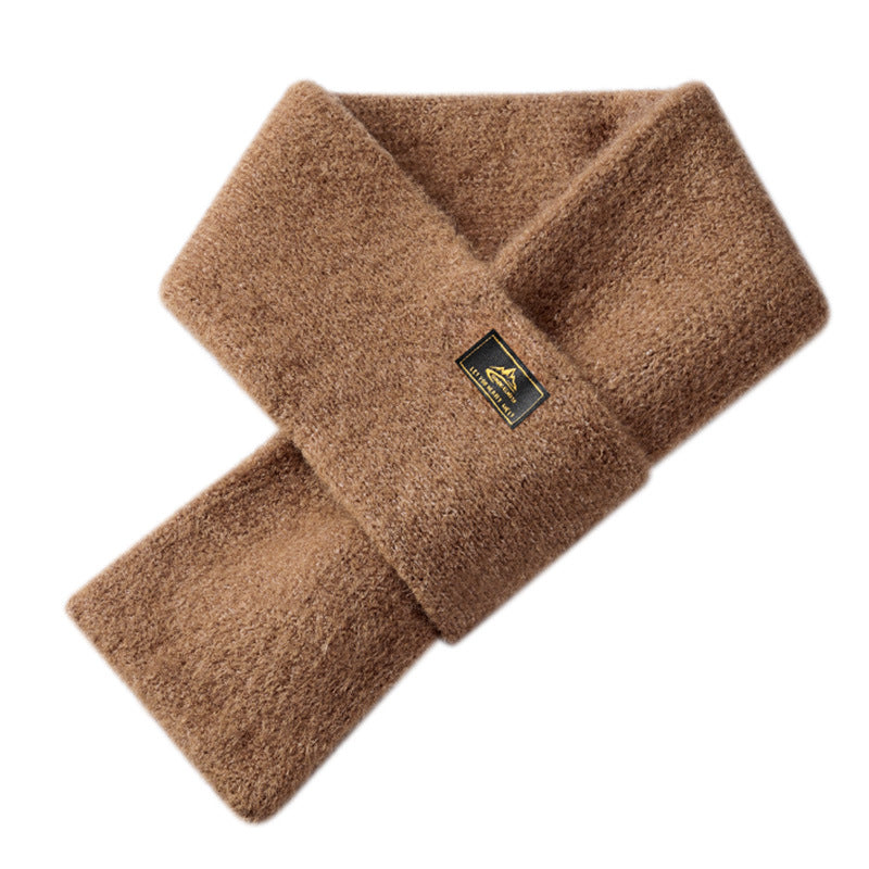 Warmer men's knitted scarf, solid color, 77 cm