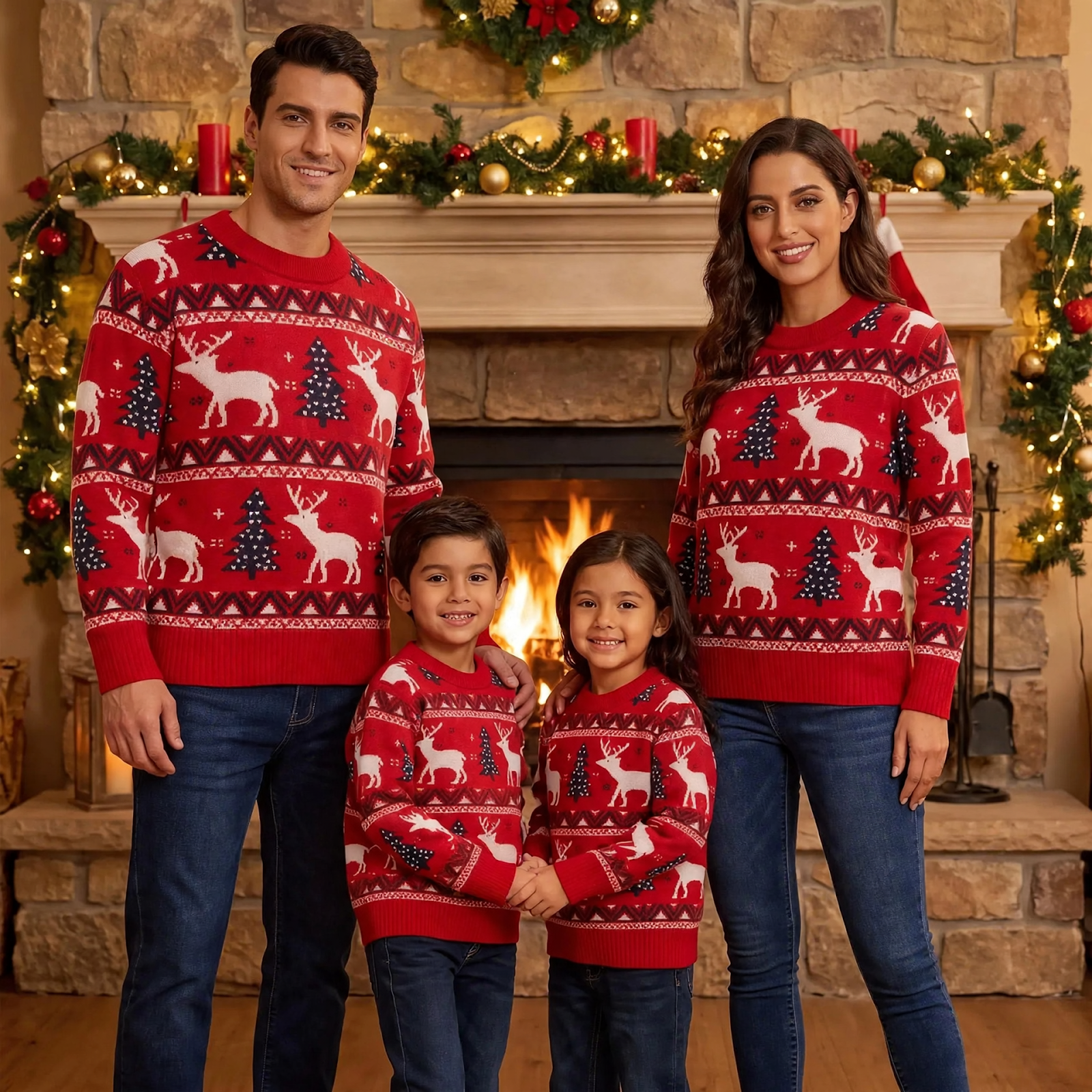 Unisex knitted sweater with Christmas jacquard pattern