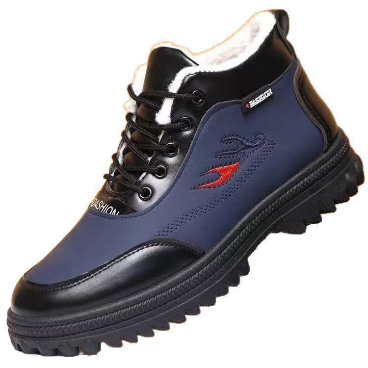 Padded men's winter boots, slip-resistant, water-repellent