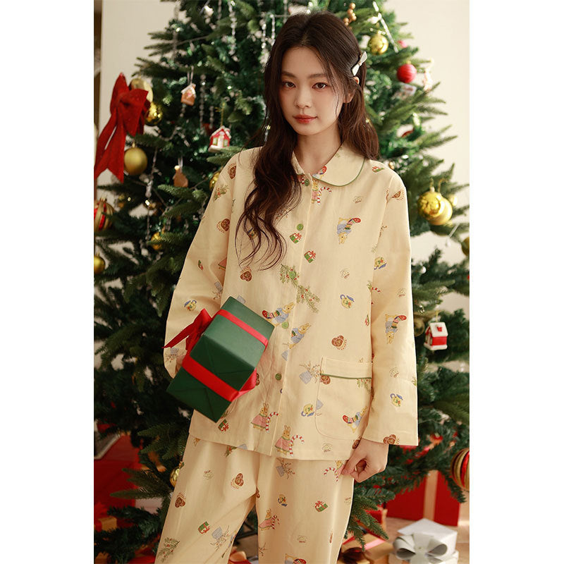 Women's loungewear, cotton, brushed, Christmas motif
