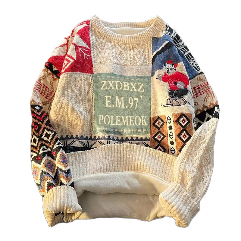 Nordic retro knitted sweater, lined, for women and men