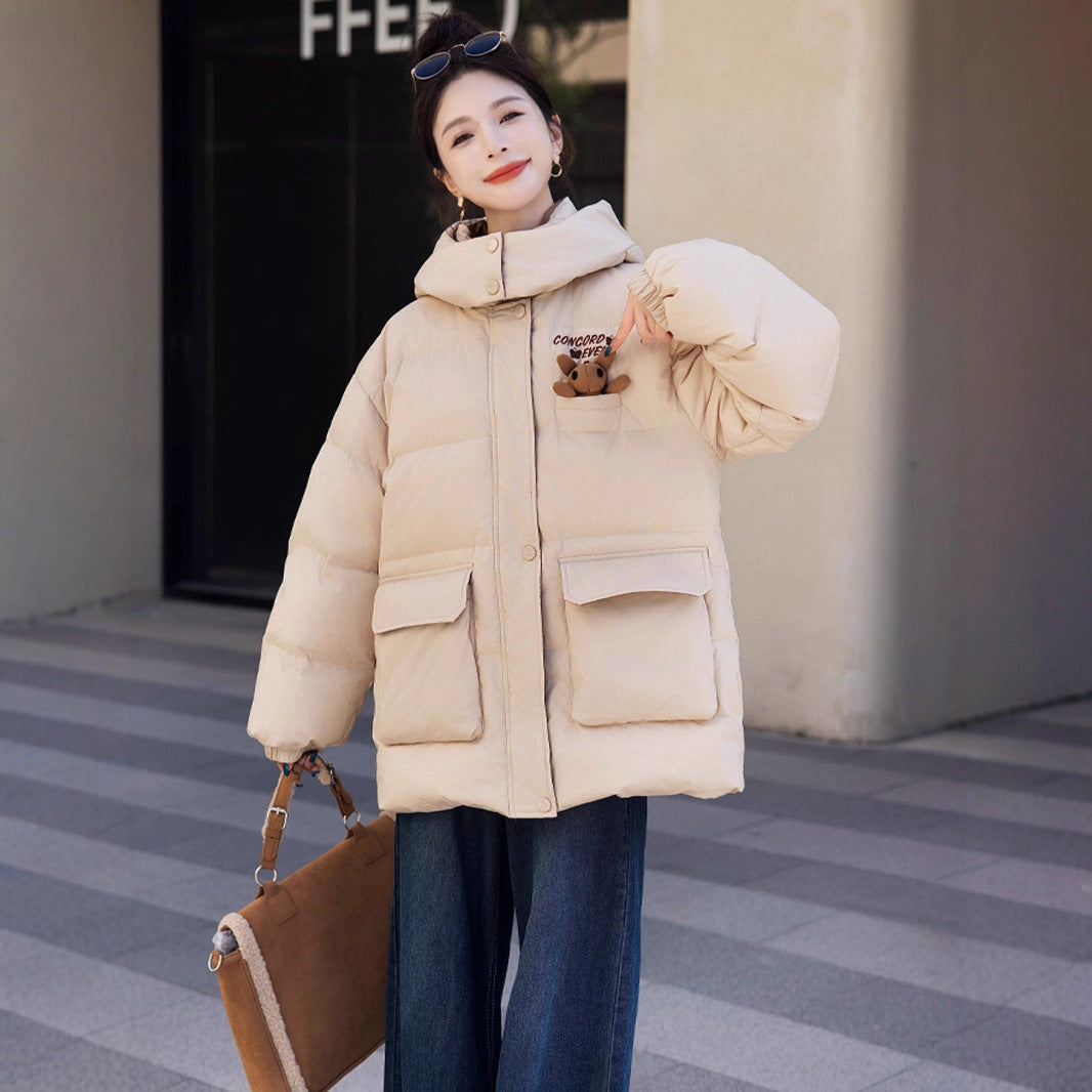 Mid-length women's down coat in plus size