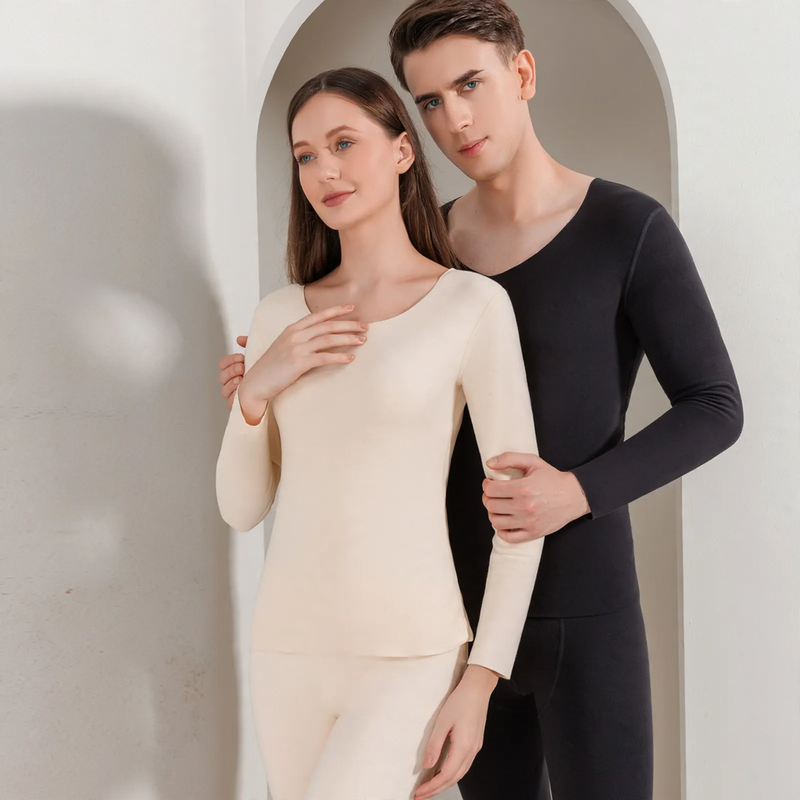 Thermal underwear set for couples, padded, seamless