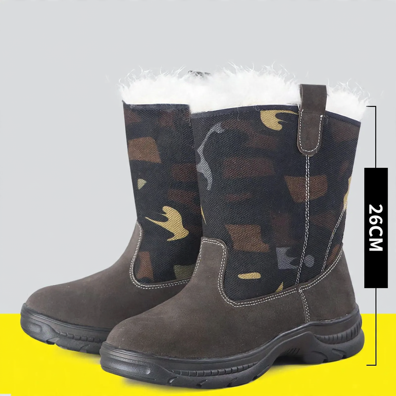 Warm men's winter boots with lamb fur lining