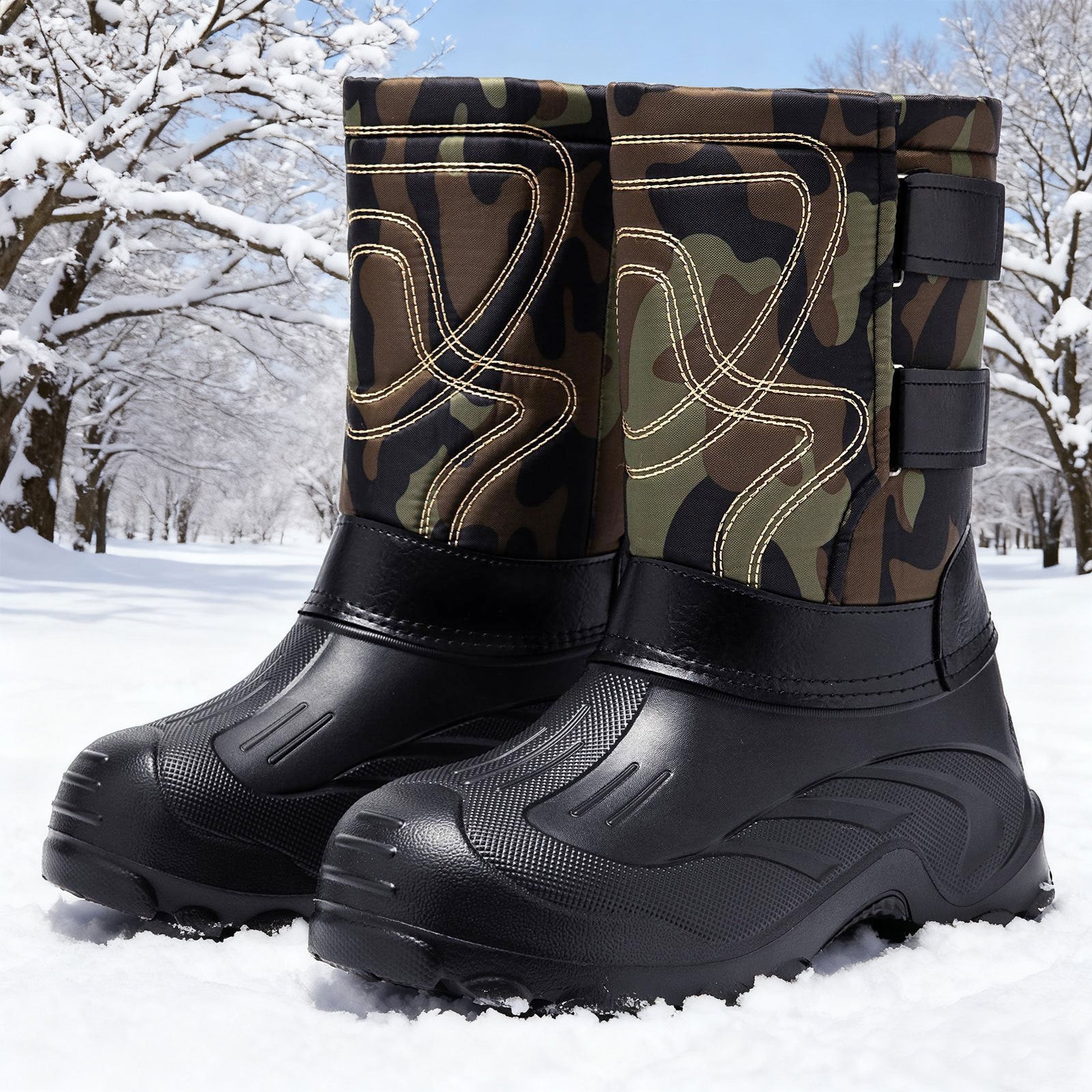 Padded men's winter boots, non-slip