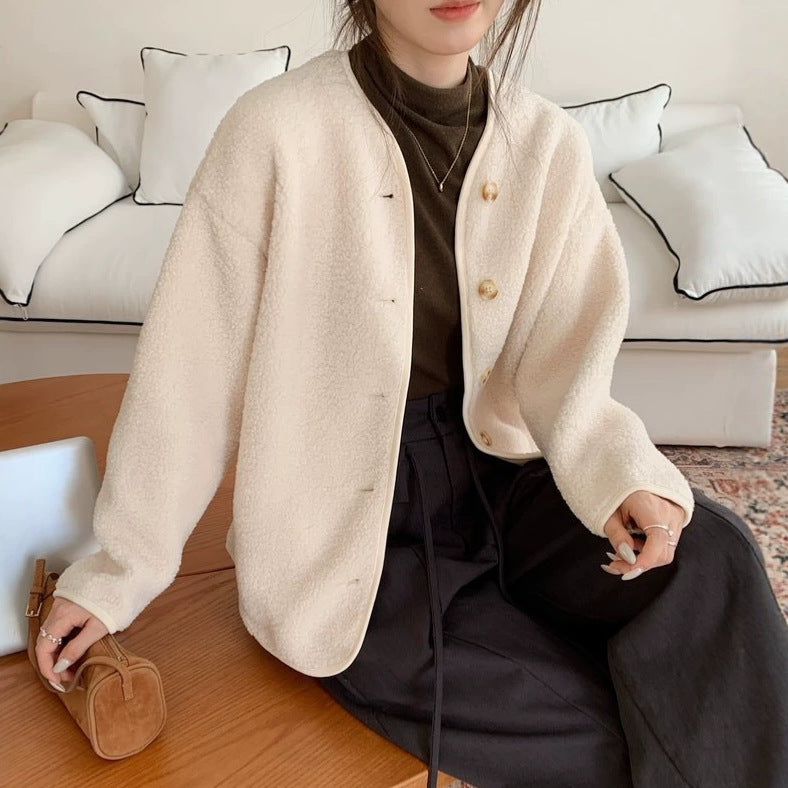 Sheepskin imitation cardigan, loose, warm