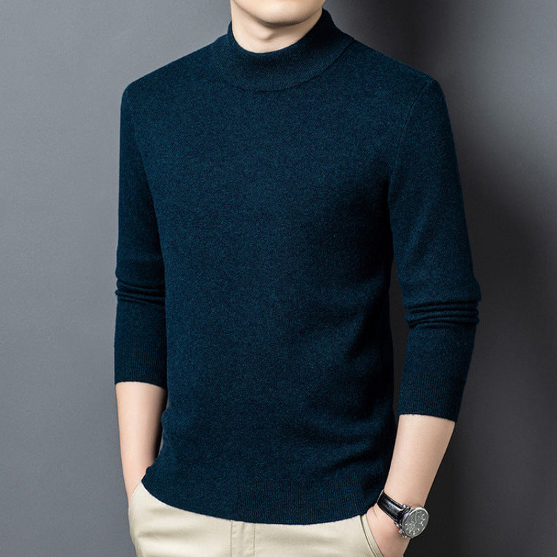 Fine-knit sweater with standing collar