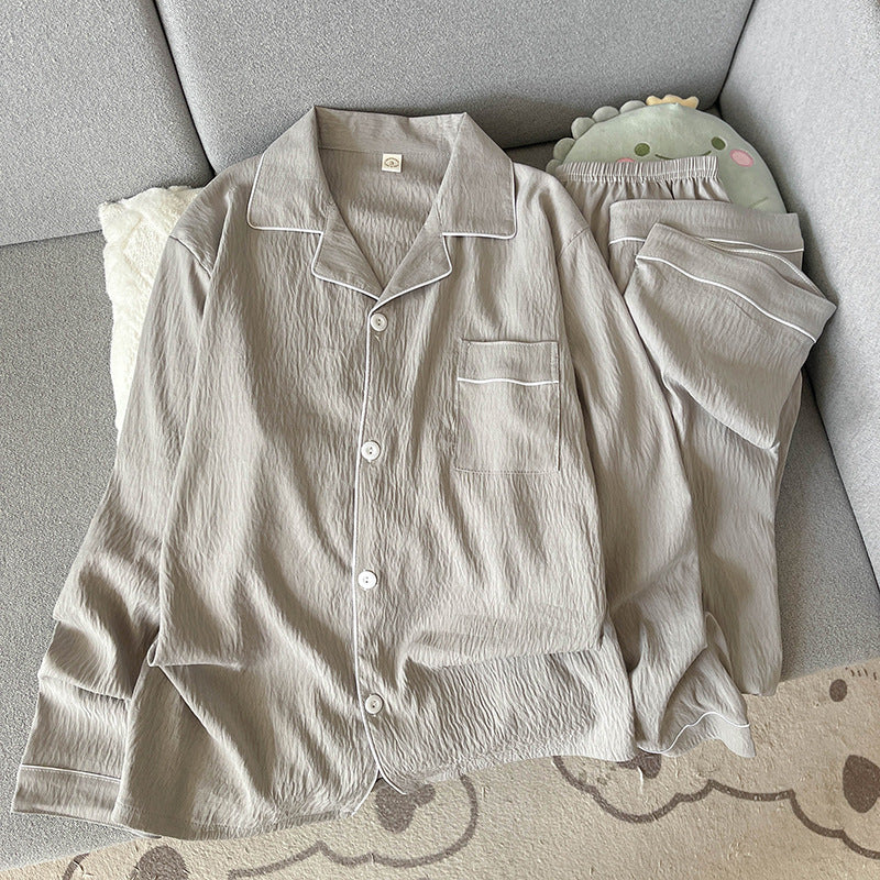 Men's pajama made of soft cotton gauze, plain