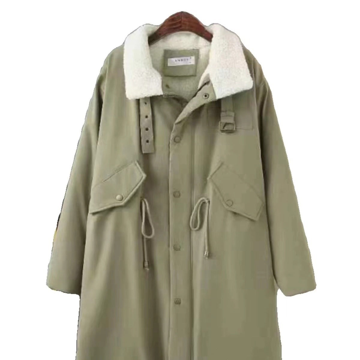 Longer, padded women's parka with lamb fur look
