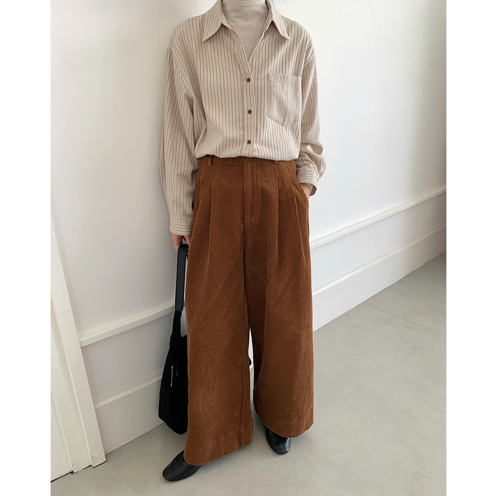 Women’s cord pants with wide leg, high waist