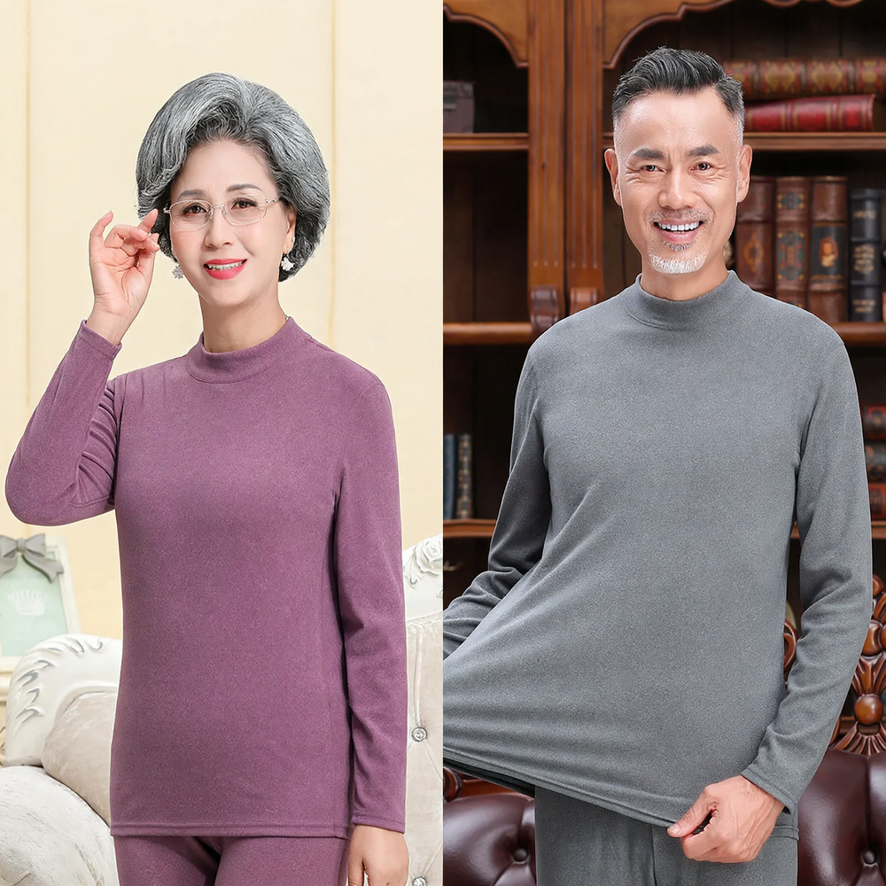 Thermal underwear set with standing collar
