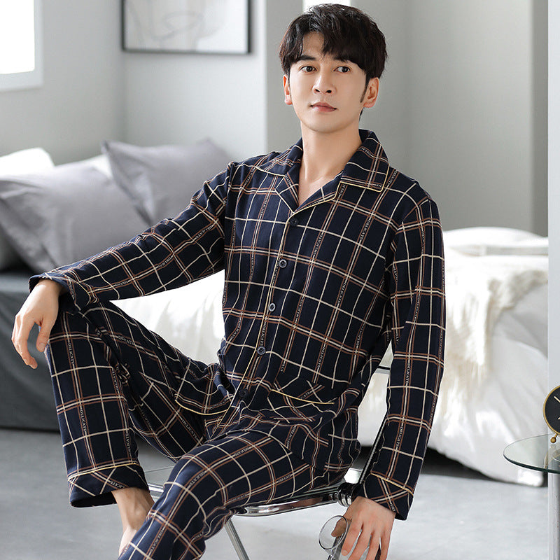 Men's house suit made of cotton, long-sleeved