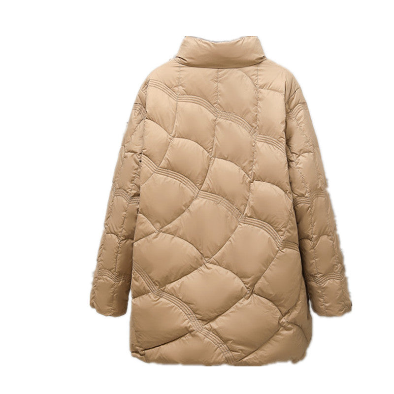 Lightweight down jacket with stand-up collar for women, plus size