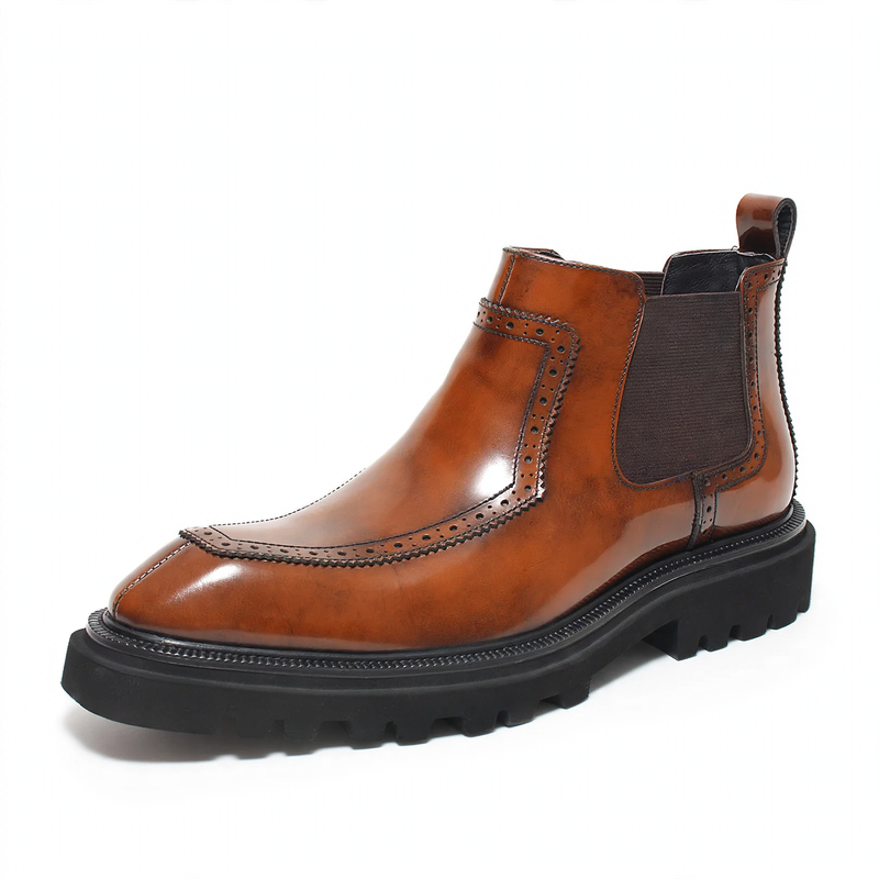 Men's Chelsea Boots made of Genuine Leather, Platform, British Style