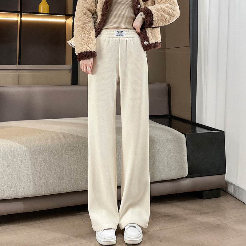 Women's corduroy trousers, straight cut, lined, autumn and winter