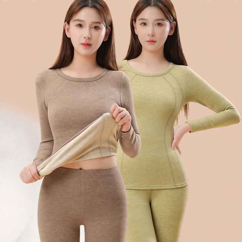 Women's Thermal Underwear Set, Round Neck, Warming
