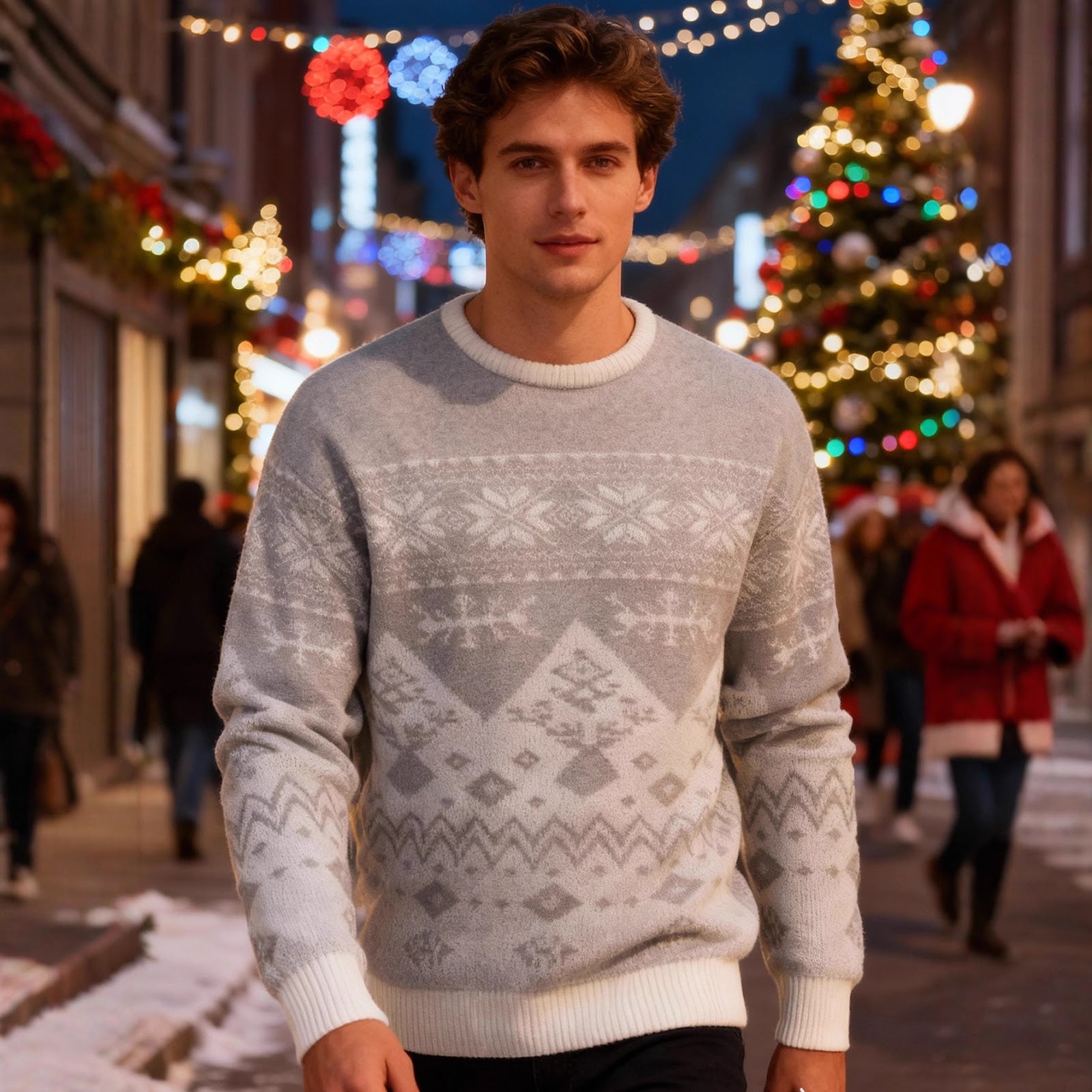 Jacquard knit pullover for couples