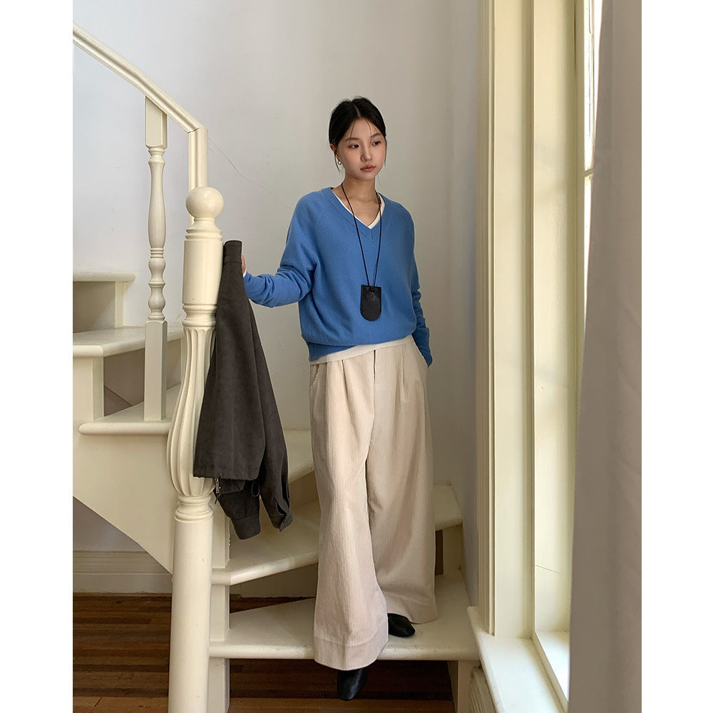 Women’s cord pants with wide leg, high waist