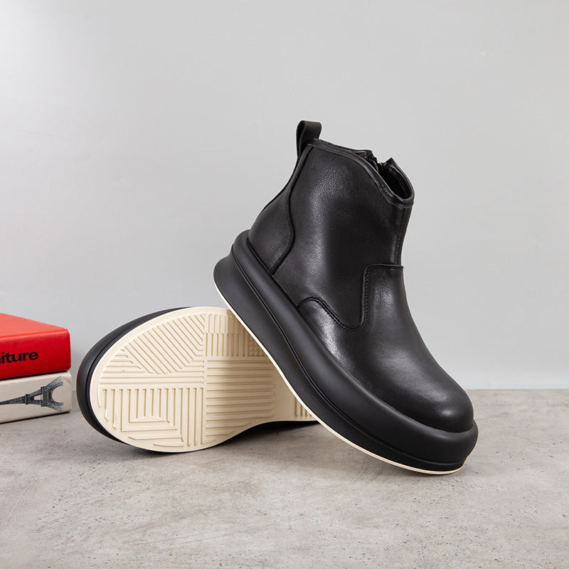 Men's Chelsea boots made of cowhide leather with platform sole