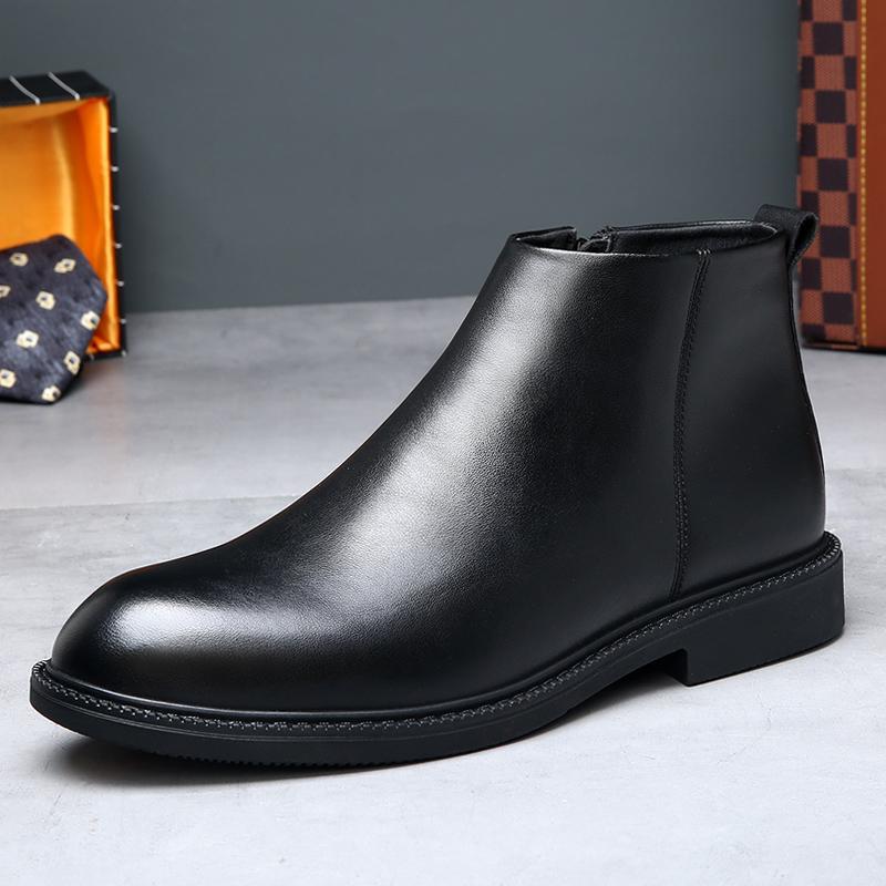 Men's leather boots, breathable, lined