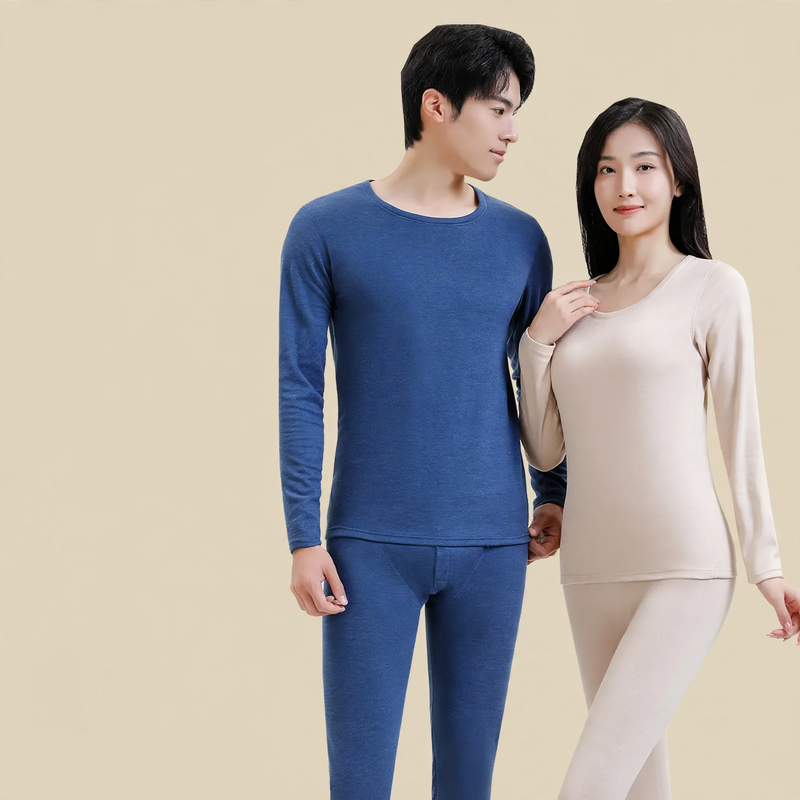 Thermal underwear set with wool and silk content