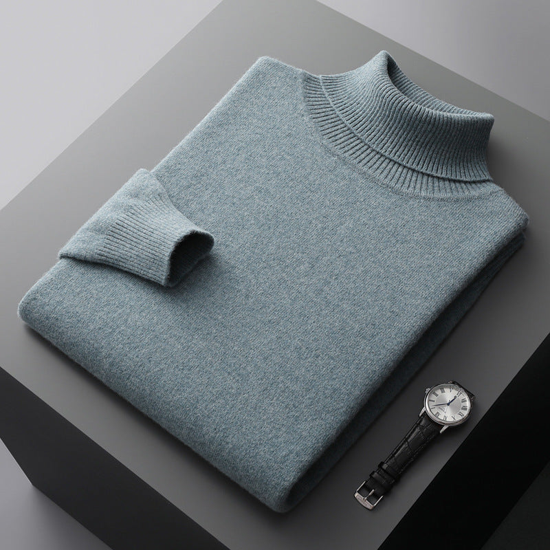Men's wool pullover, turtleneck, 100% wool