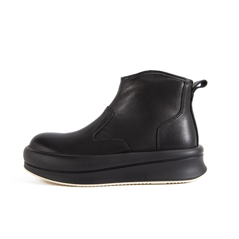 Men's Chelsea boots made of cowhide leather with platform sole
