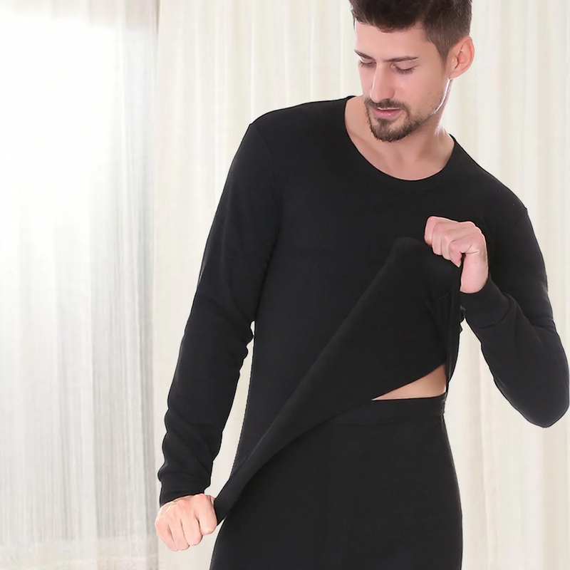 Men's Thermal Underwear Set, Lined, Round Neck
