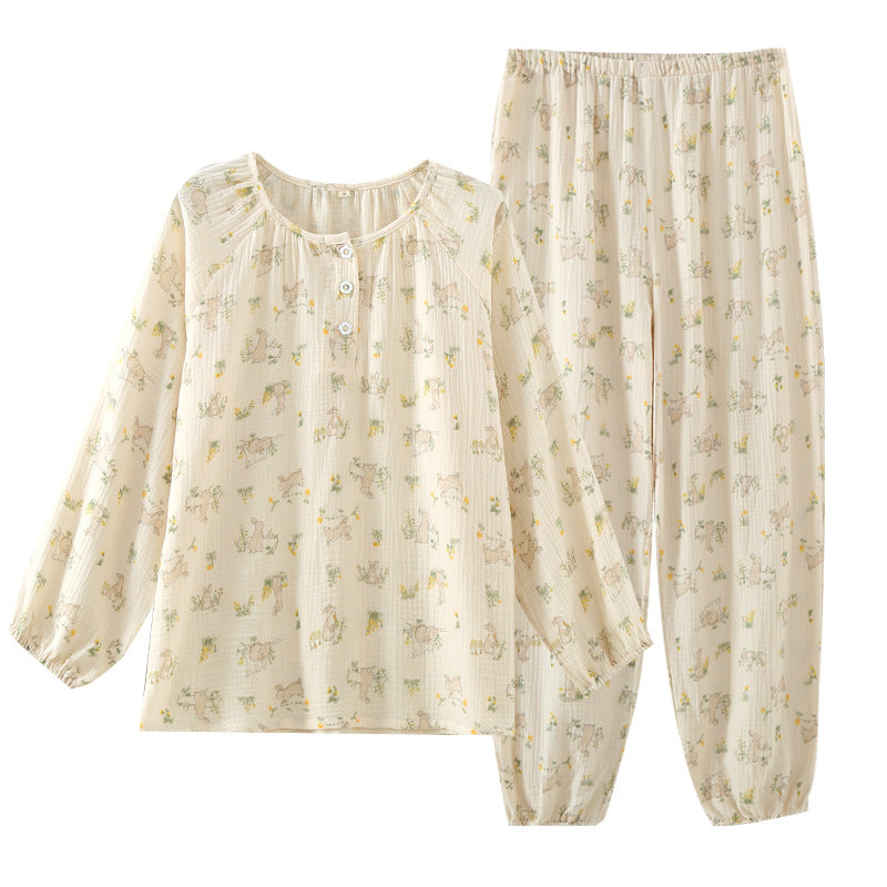 Ladies' Pajama Set, 100% Cotton, long-sleeved, sweet design