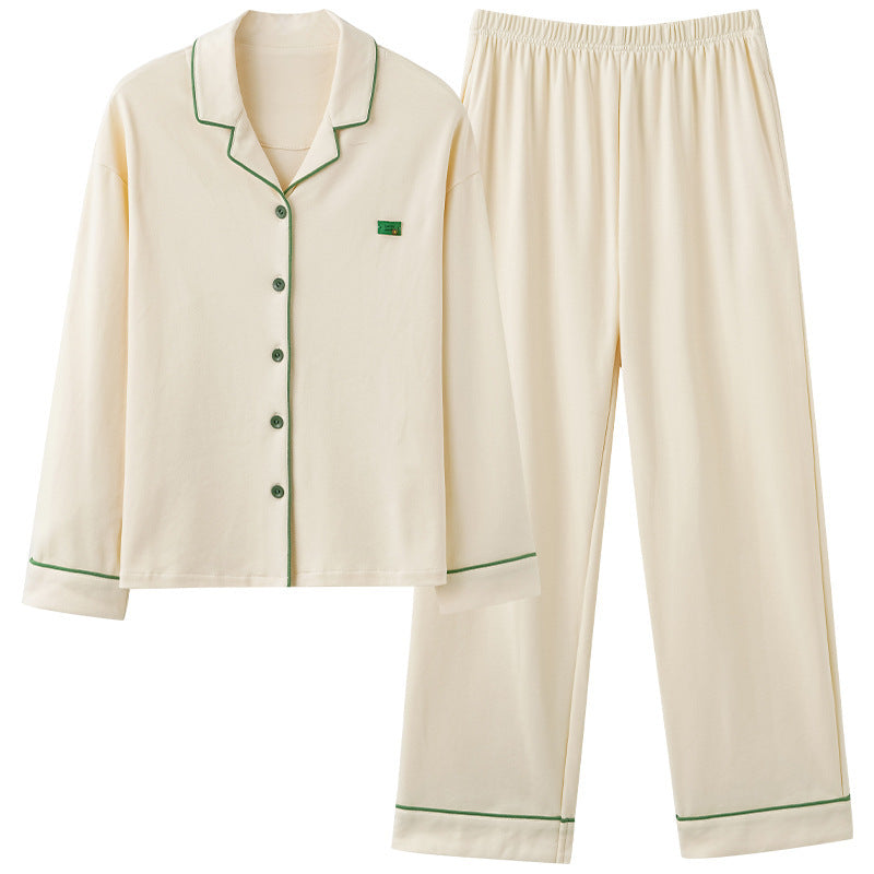 Women's pajama set made of pure cotton, with button placket