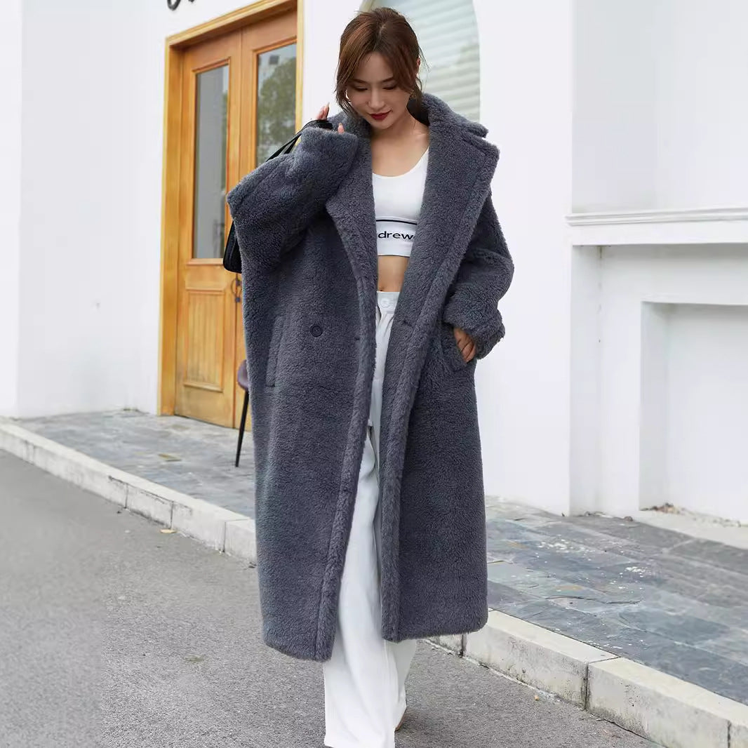 Teddy-Coat, mid-length, Color: Deep Grey