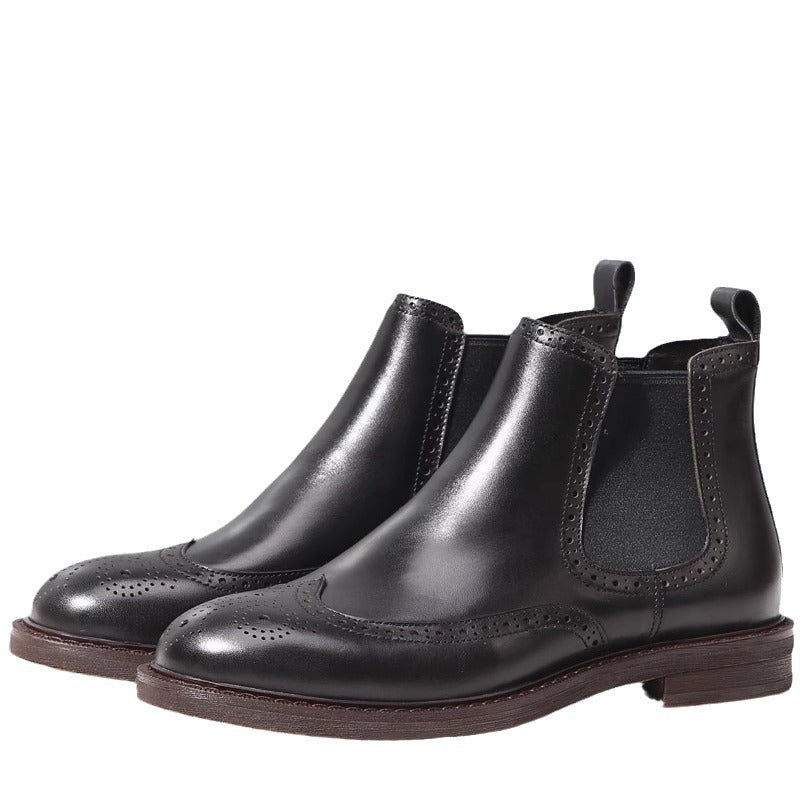 Men's Chelsea boots made of genuine leather with platform