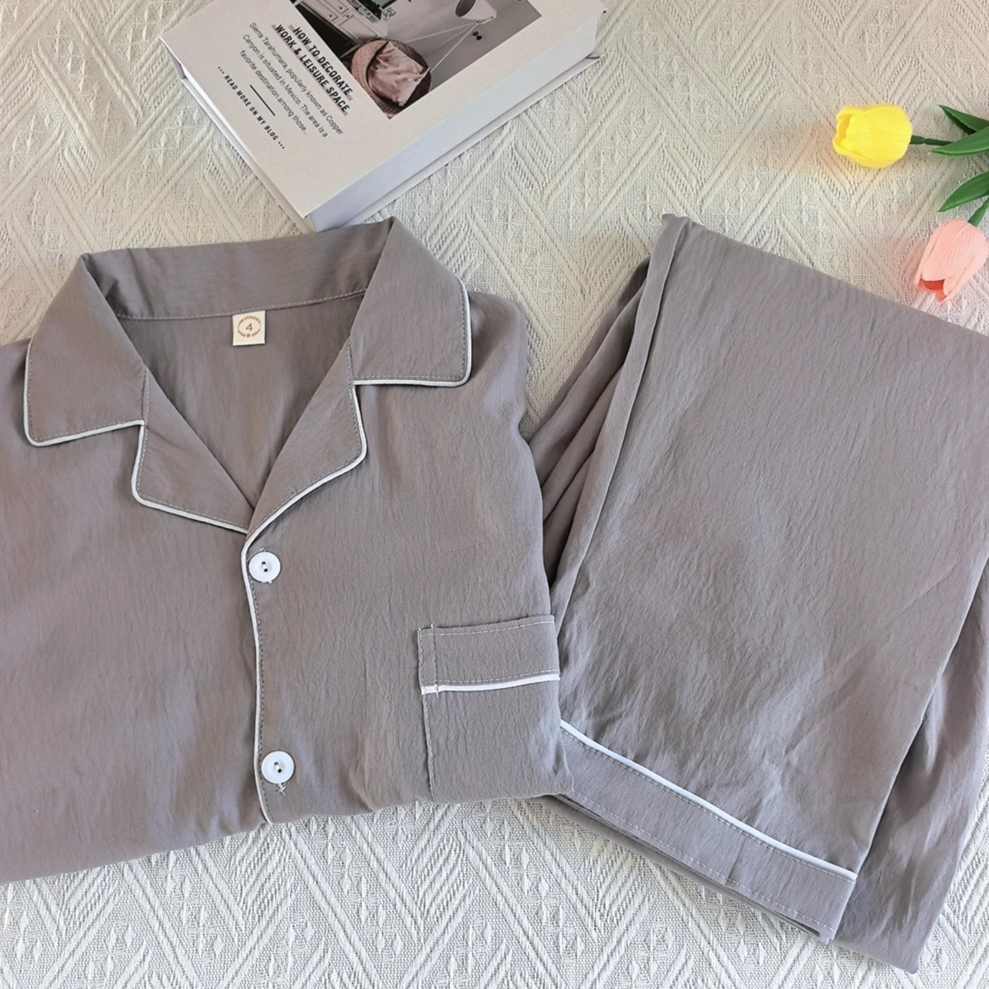 Men's pajama set made of cotton muslin, breathable