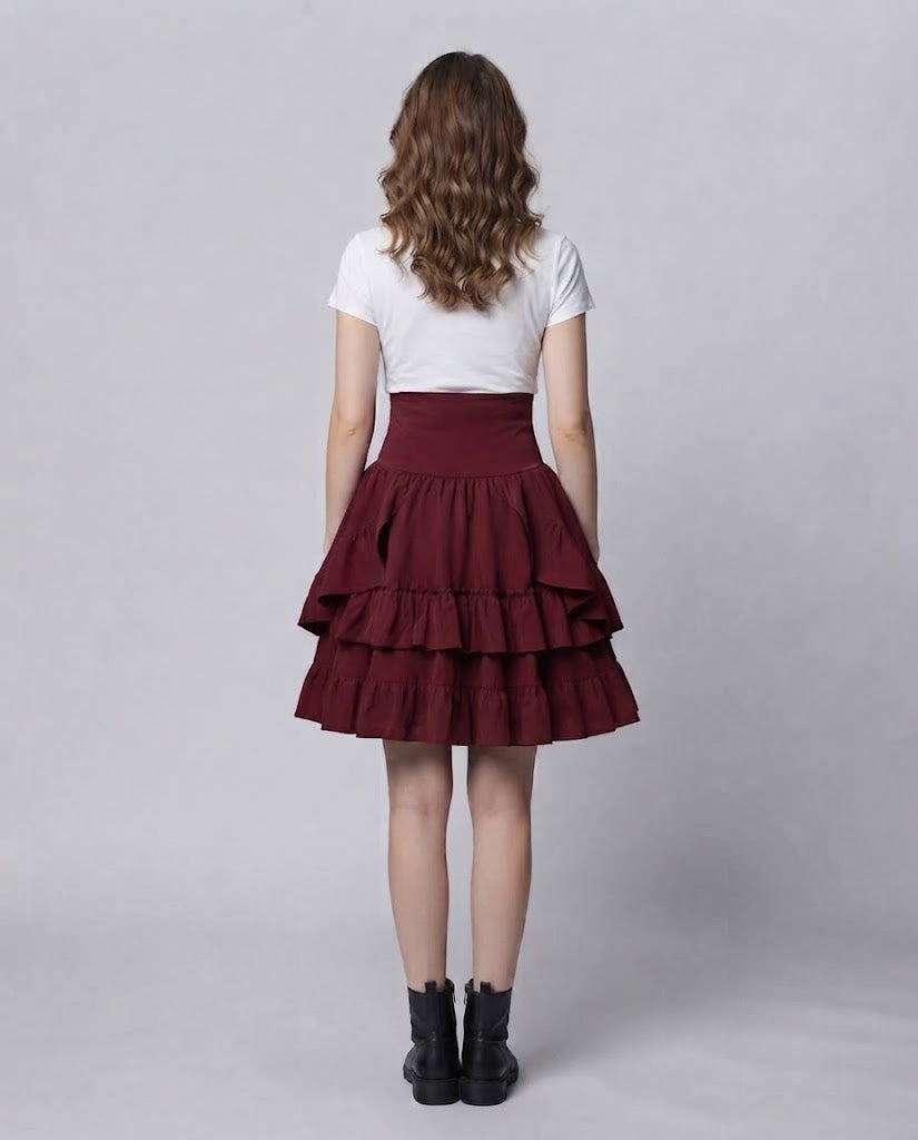 Women Sweet Ruffled Dress with Apron Design and Lacing Details Chichicherry