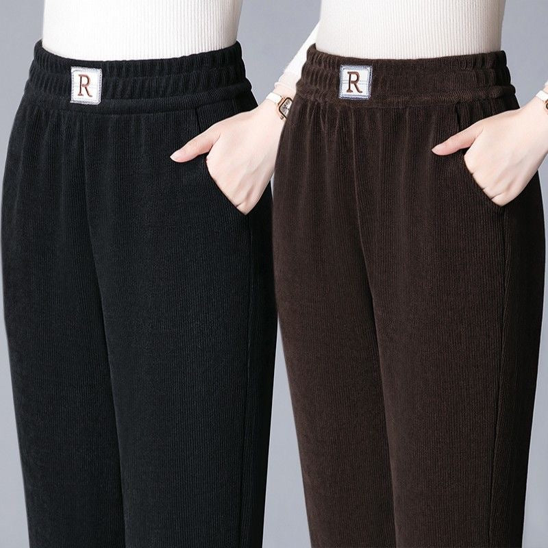 Cord Trousers for Women, Carrot Shape, Lined