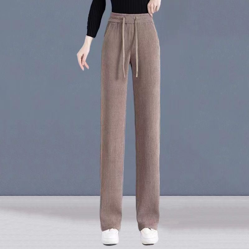 Women's corduroy pants, lined, wide cut