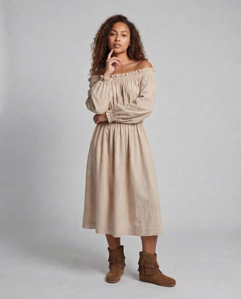 Women's Romantic Off-Shoulder Maxi Dress Chichicherry