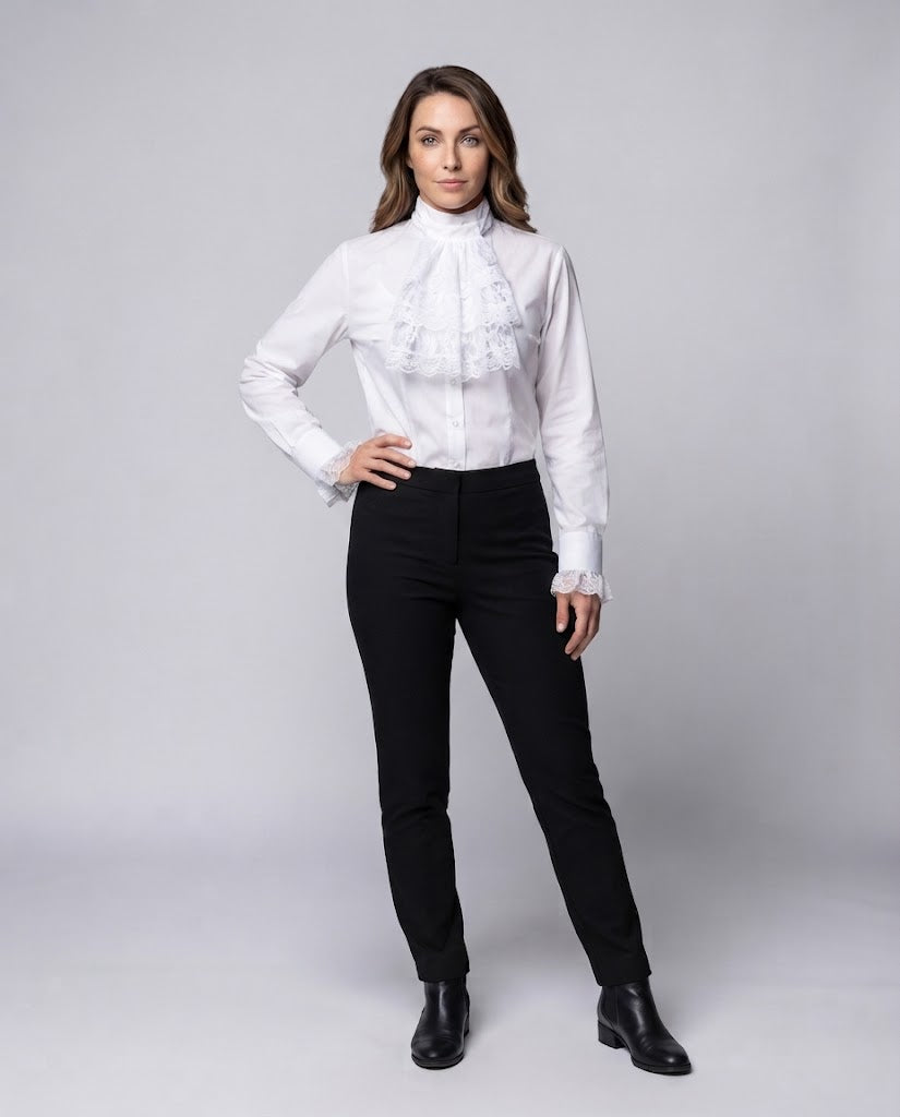 Women Ruffled Blouse with Elegant Sleeve Cuffs Chichicherry
