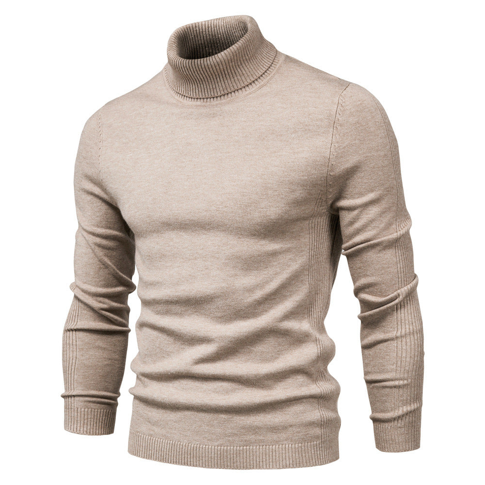 Men's turtleneck sweater, solid color, casual